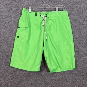 Lost Board Shorts Men 30 Green Cargo Pocket Surf Swim Trunks Beachwear Y2K